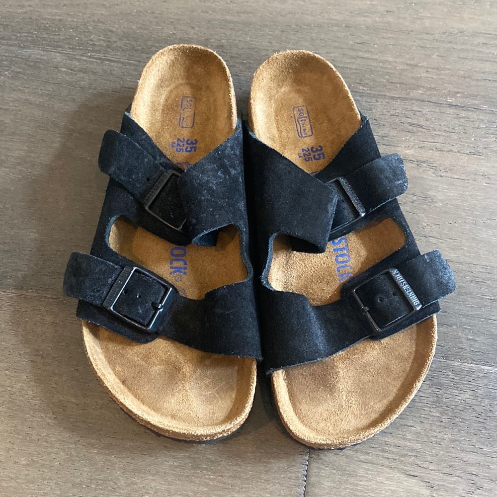 Black suede Birkenstocks size 4 US 35
